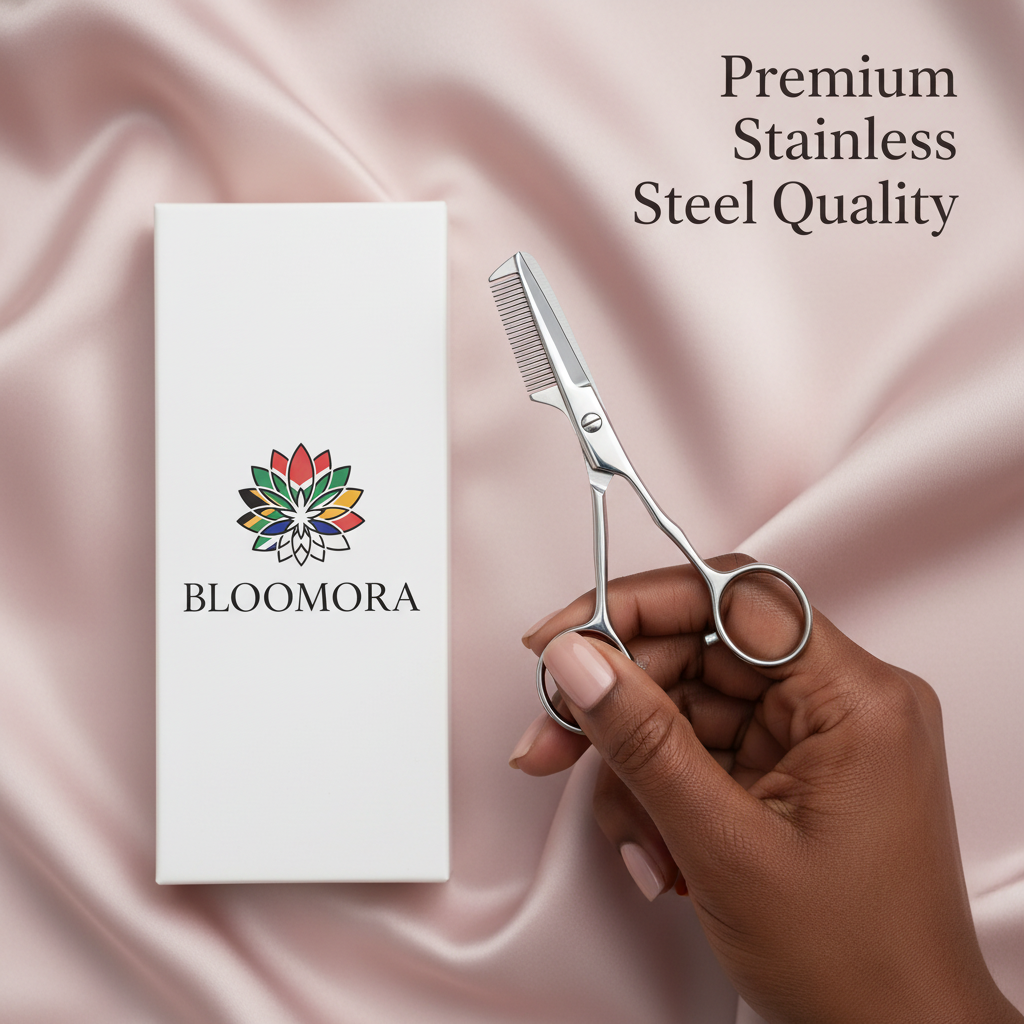 Bloomora Eyebrow Scissors - Stainless Steel with Hand and Box